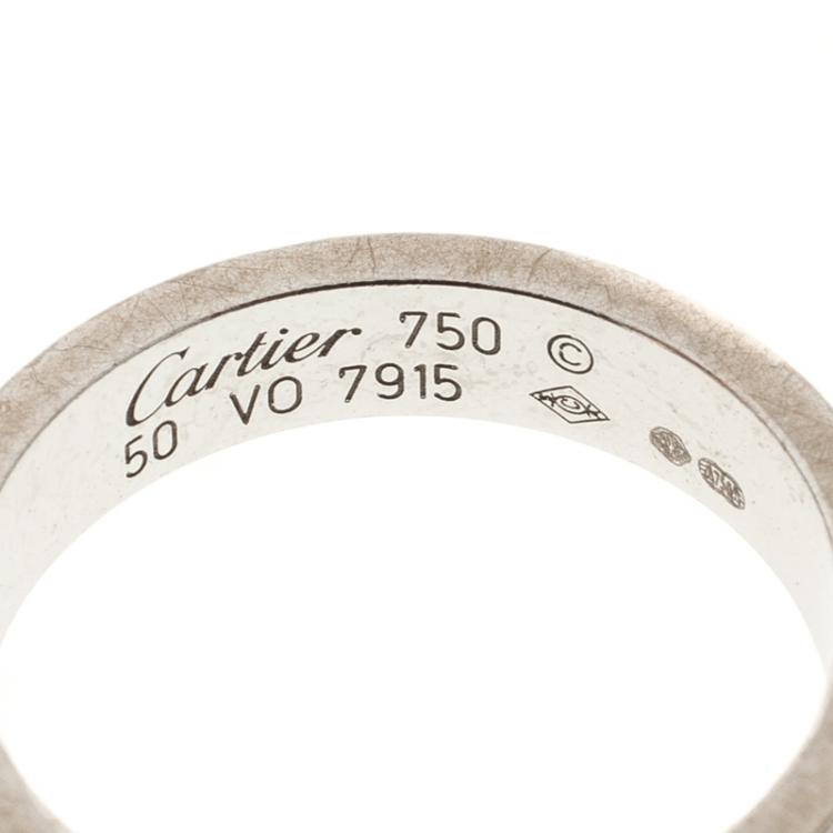 Pre Owned Cartier Love Diamond Paved 18k White Gold Wedding Band Ring Size 50