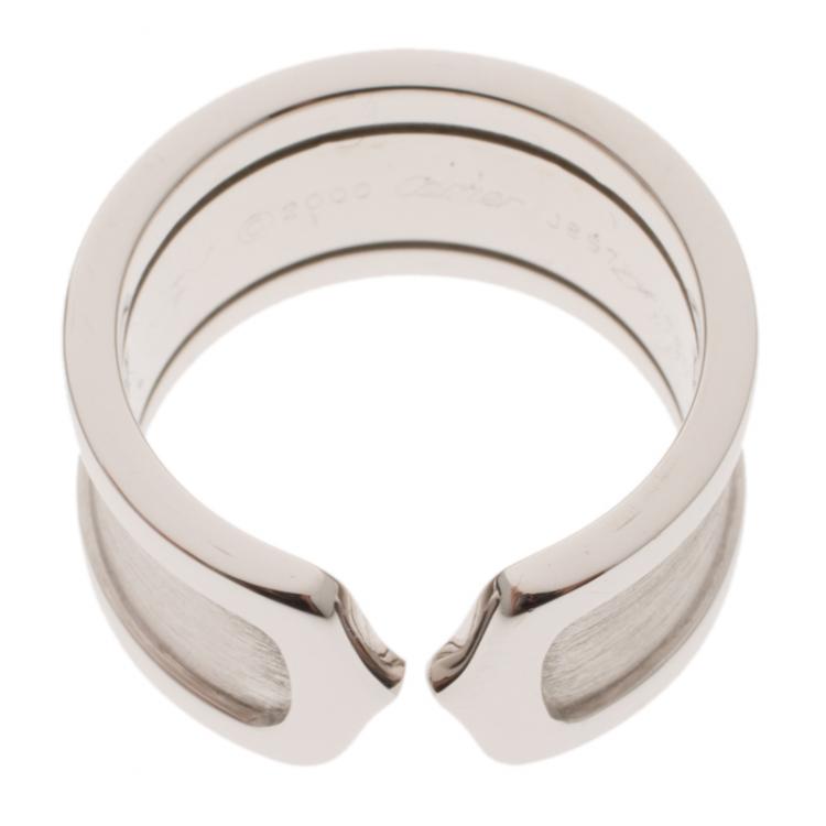 Pre Owned Cartier C De Cartier 18k white Gold Ring Size 50