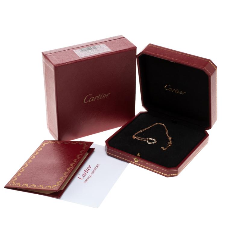 Pre Owned Cartier Trinity de Cartier Heart Three Tone 18k Gold & Diamonds Necklace