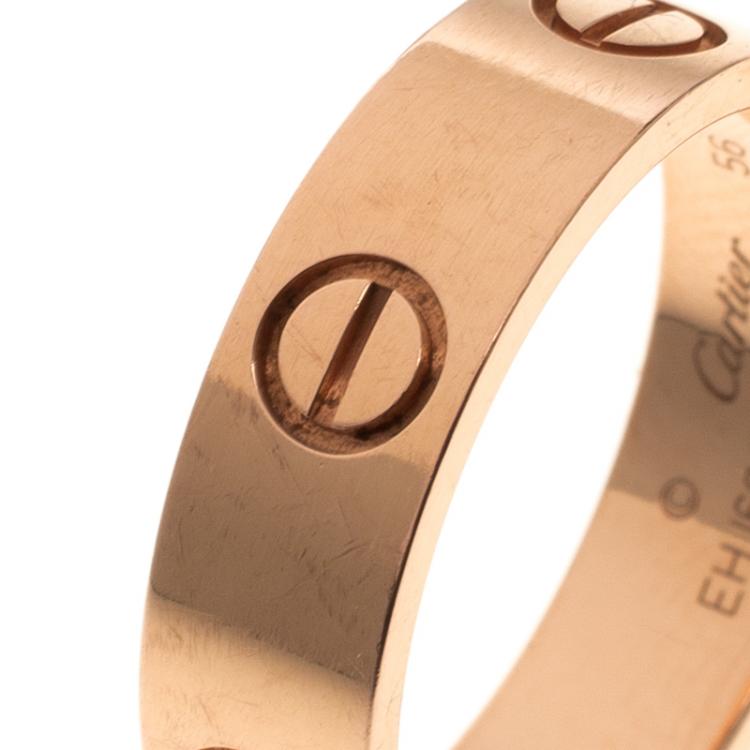 Pre Owned Cartier Love 18k Rose Gold Band Ring Size 56
