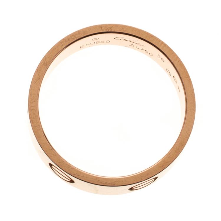 Pre Owned Cartier Love 18k Rose Gold Band Ring Size 56
