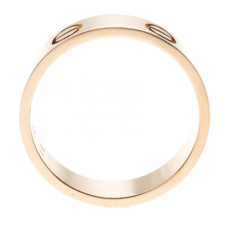 Pre Owned Cartier Love 18k Rose Gold Band Ring Size 59