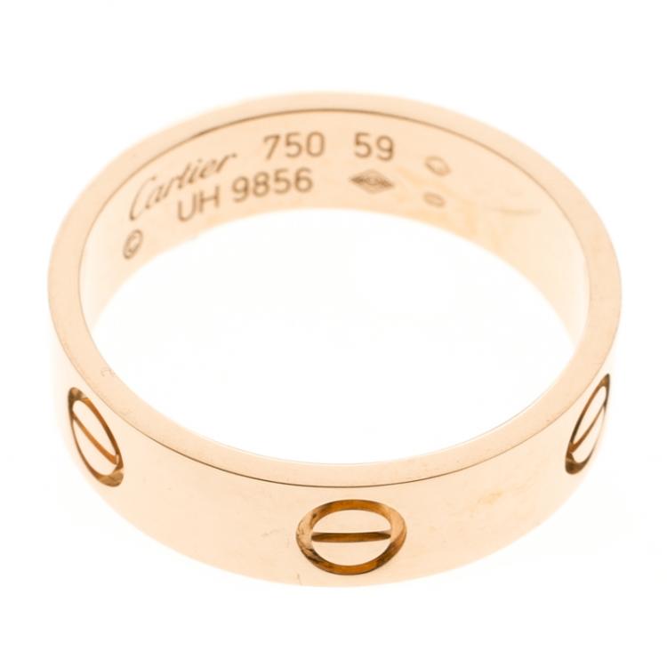 Pre Owned Cartier Love 18k Rose Gold Band Ring Size 59