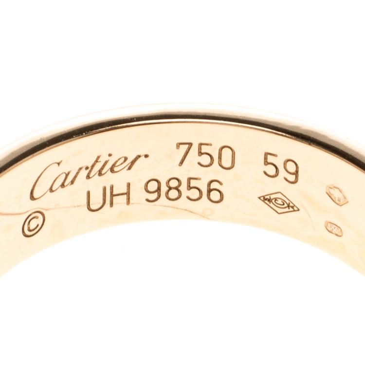 Pre Owned Cartier Love 18k Rose Gold Band Ring Size 59