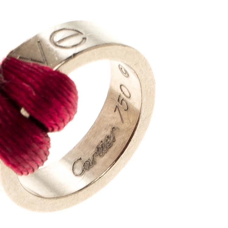 Pre Owned Cartier Love 18K White Gold Red Cord Adjustable Bracelet 