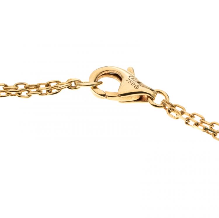 Pre Owned Cartier Love Diamond & 18k Yellow Gold Double Chain Necklace
