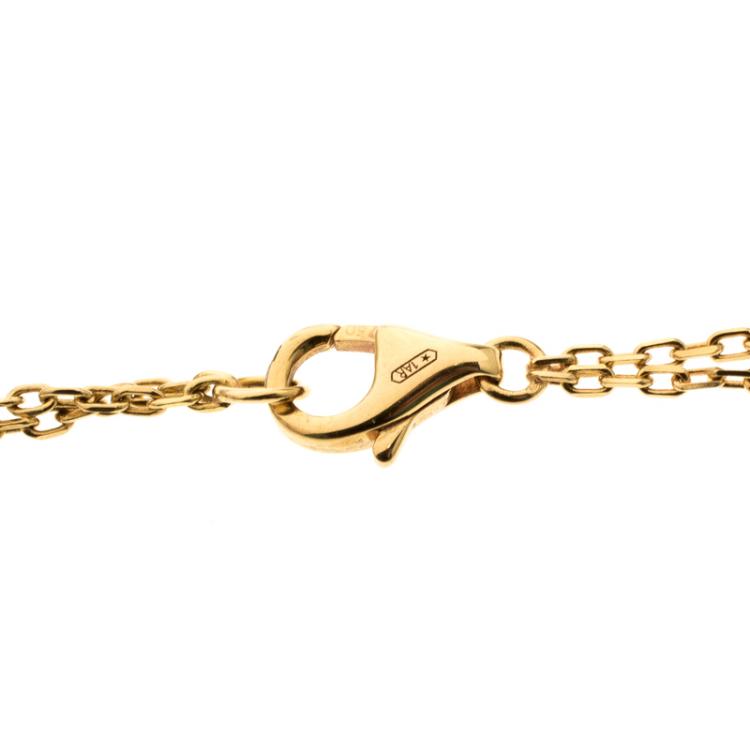 Pre Owned Cartier Love Diamond & 18k Yellow Gold Double Chain Necklace