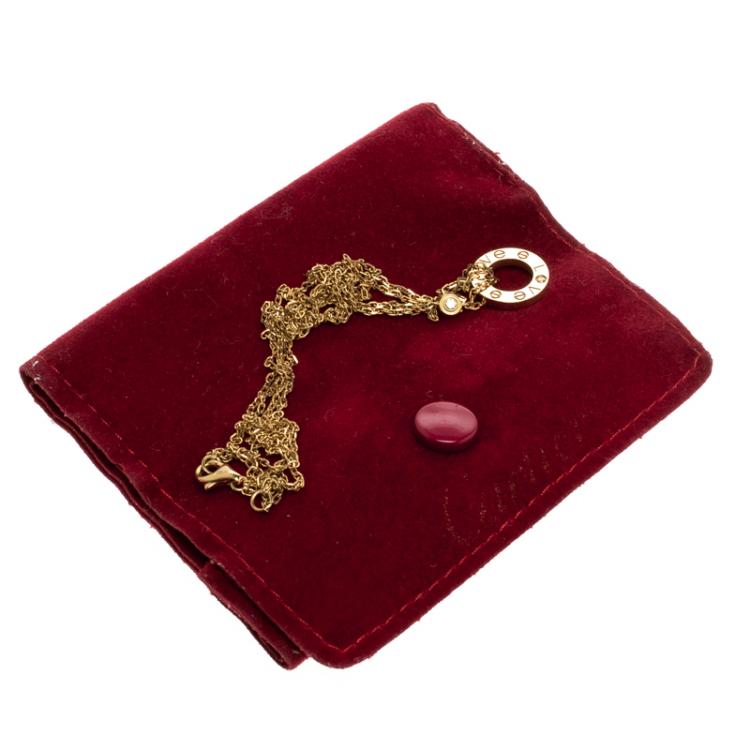 Pre Owned Cartier Love Diamond & 18k Yellow Gold Double Chain Necklace