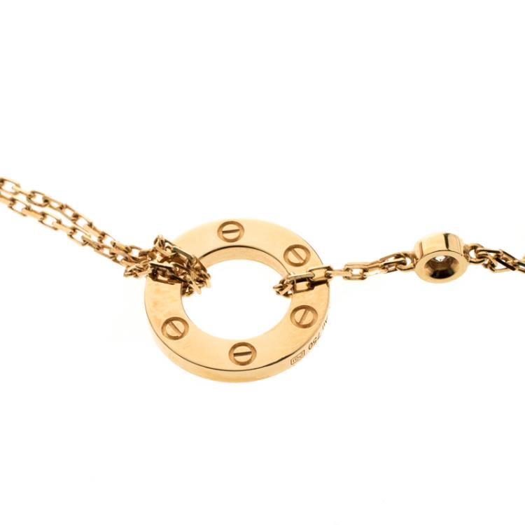 Pre Owned Cartier Love Diamond 18k Yellow Gold Chain Bracelet