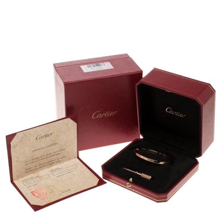 Pre Owned Cartier Love 18k Rose Gold Bracelet SM 