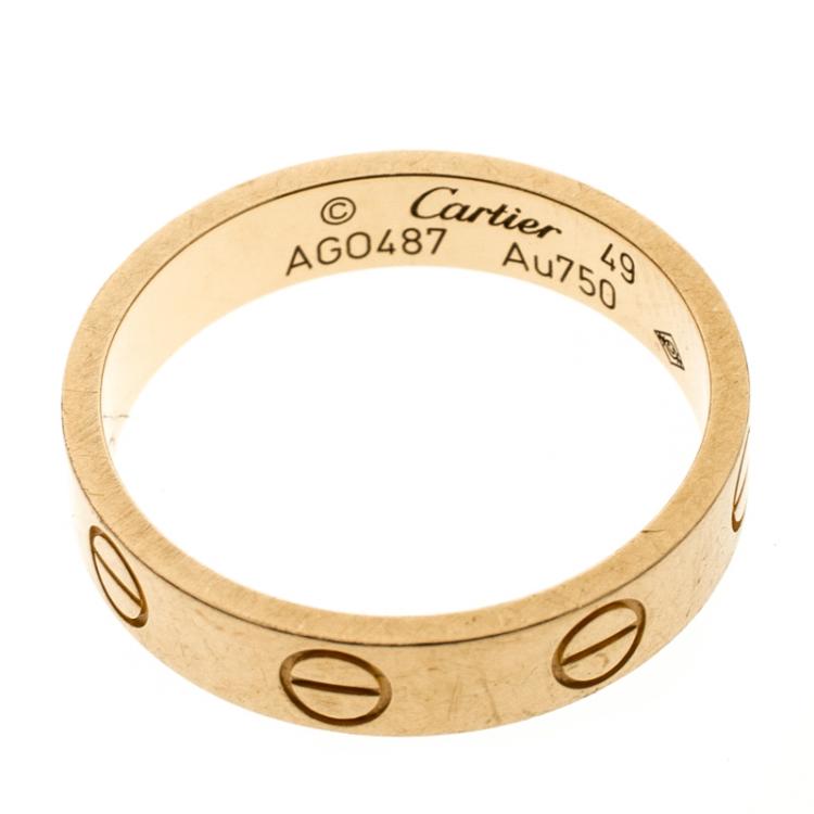 Pre Owned Cartier Love 18K Yellow Gold Wedding Band Ring Size 49