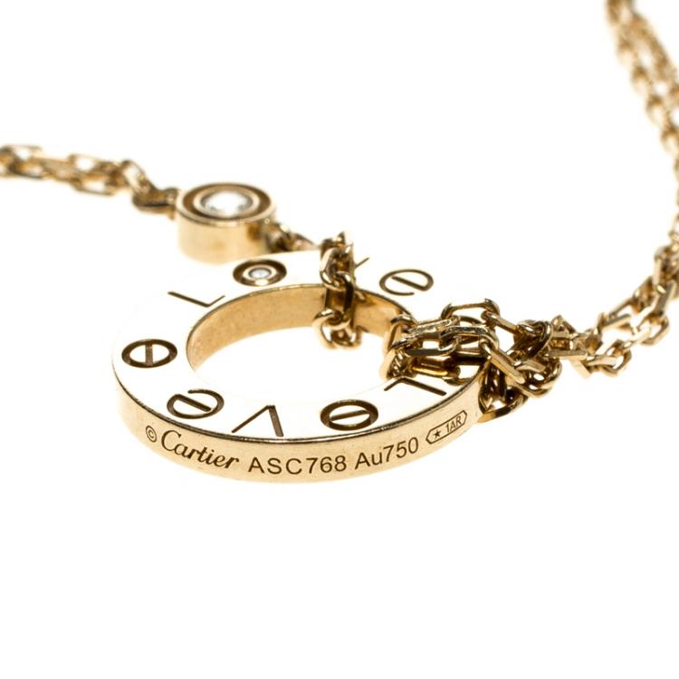Pre Owned Cartier Love Diamond & 18k Yellow Gold Chain Bracelet