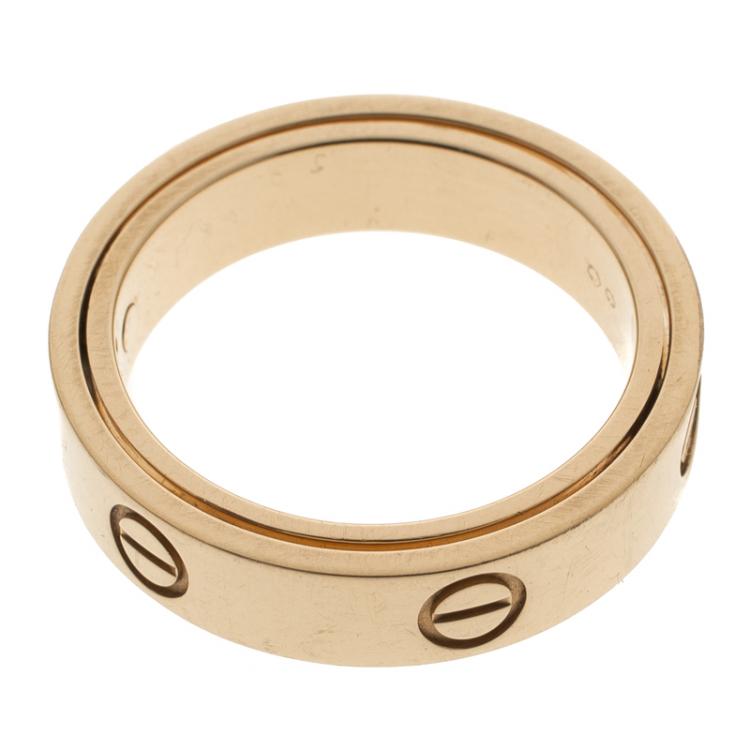Pre Owned Cartier Secret Love 18k Yellow Gold Band Ring Size 59