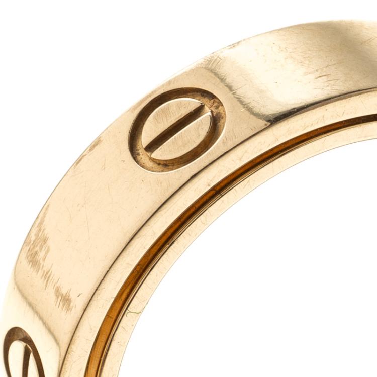 Pre Owned Cartier Secret Love 18k Yellow Gold Band Ring Size 59