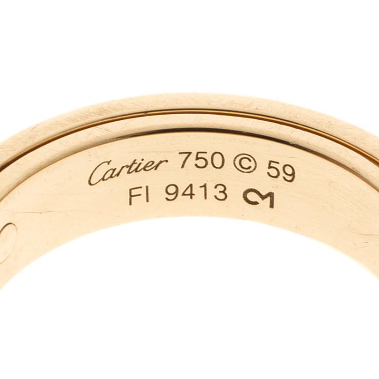 Pre Owned Cartier Secret Love 18k Yellow Gold Band Ring Size 59