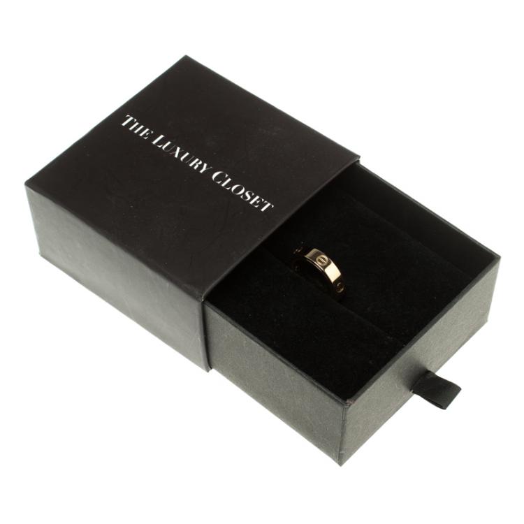 Pre Owned Cartier Secret Love 18k Yellow Gold Band Ring Size 59