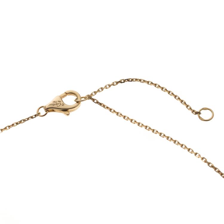 Pre Owned Cartier Amulette De Cartier Mother of Pearl & Diamond 18k Yellow Gold Necklace
