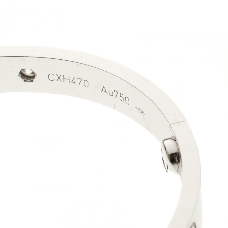 Pre Owned Cartier Love 4 Diamonds 18k White Gold Bracelet 16cm