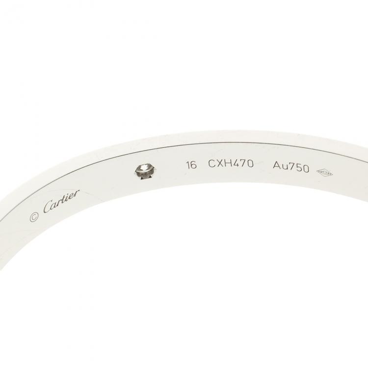 Pre Owned Cartier Love 4 Diamonds 18k White Gold Bracelet 16cm