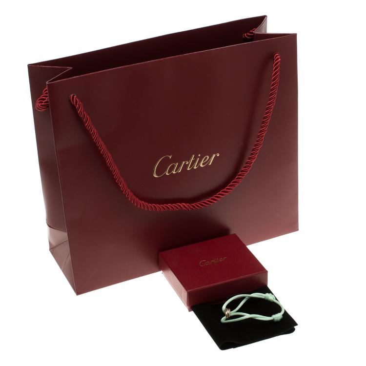 Pre Owned Cartier Trinity De Cartier Three Tone 18k Gold Adjustable Sea Green Cord Bracelet