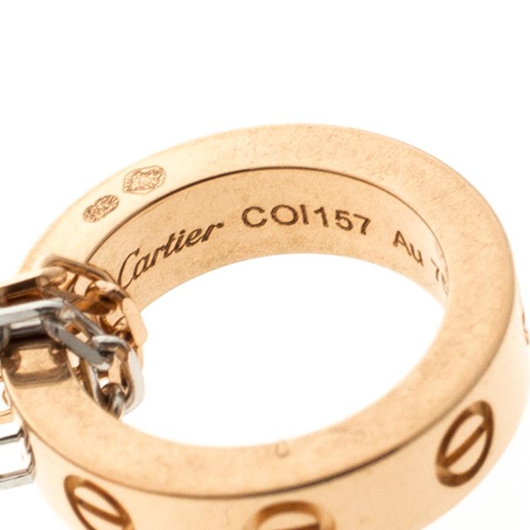 Pre Owned Cartier Love 6 Diamond 18k Rose Gold & White Gold Double Chain Necklace