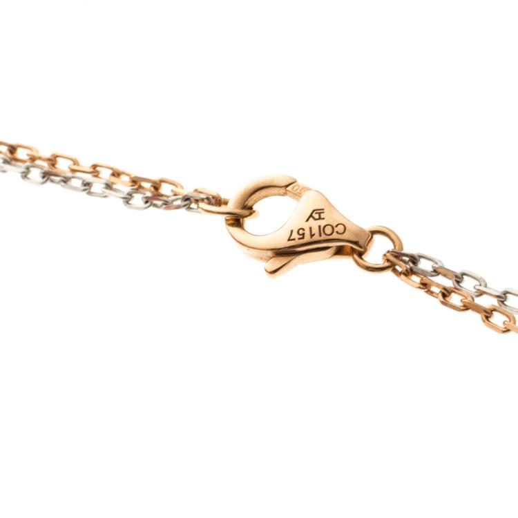 Pre Owned Cartier Love 6 Diamond 18k Rose Gold & White Gold Double Chain Necklace