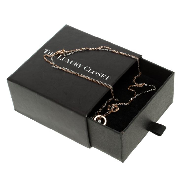 Pre Owned Cartier Love 6 Diamond 18k Rose Gold & White Gold Double Chain Necklace