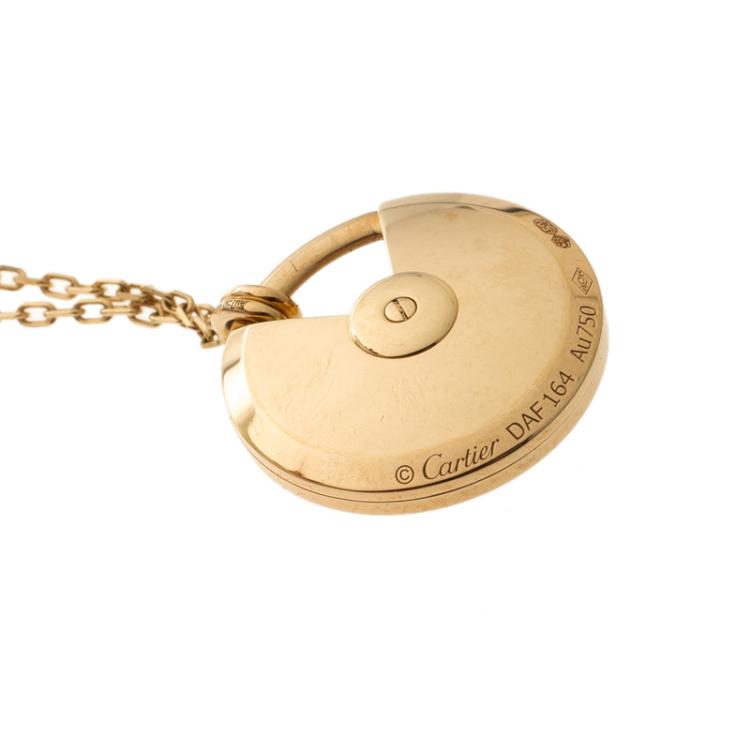 Pre Owned Cartier Amulette de Cartier Diamond Textured 18k Yellow Gold Long Necklace