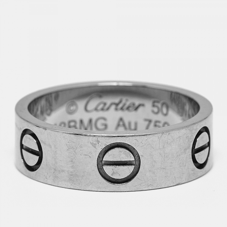 Pre Owned Cartier Love 18k White Gold Classic Model Ring Size 50