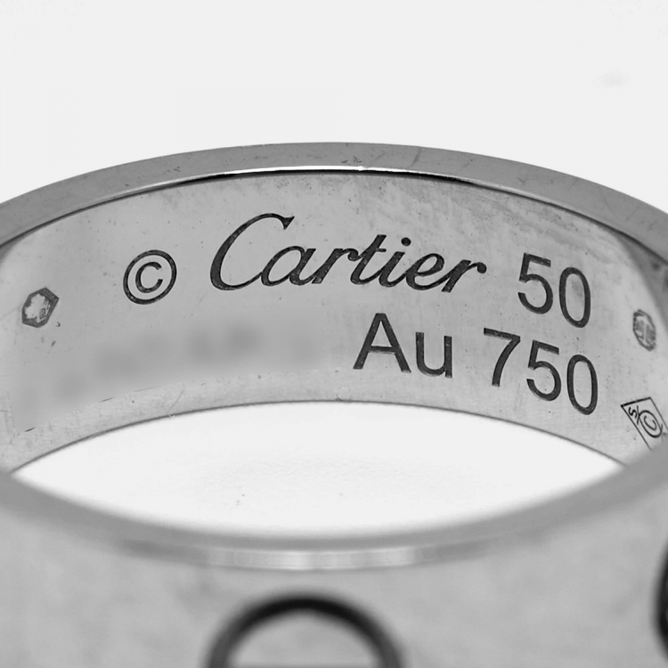 Pre Owned Cartier Love 18k White Gold Classic Model Ring Size 50