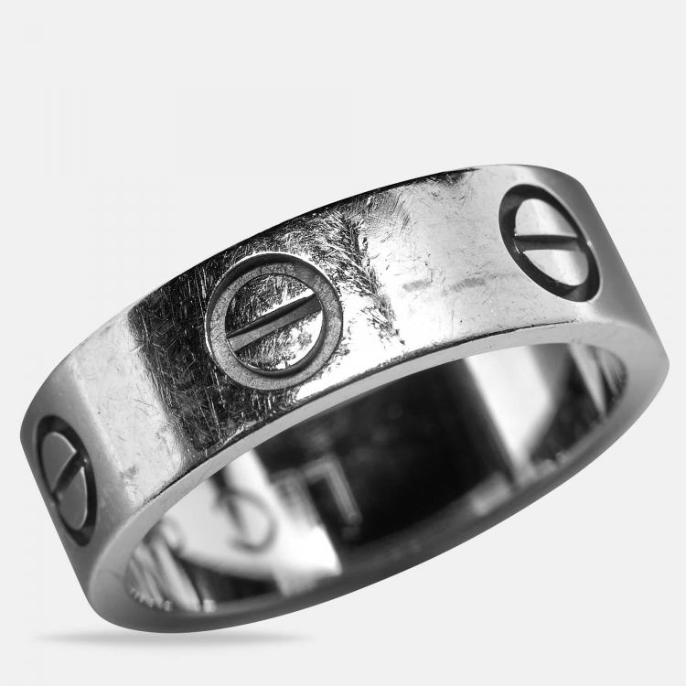Pre Owned Cartier Love 18k White Gold Classic Model Ring Size 50