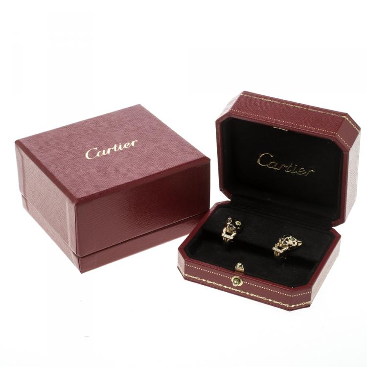 Pre Owned Cartier Panthere de Cartier Diamond Tsavorite Garnet 18k Yellow Gold Clip-on Earrings