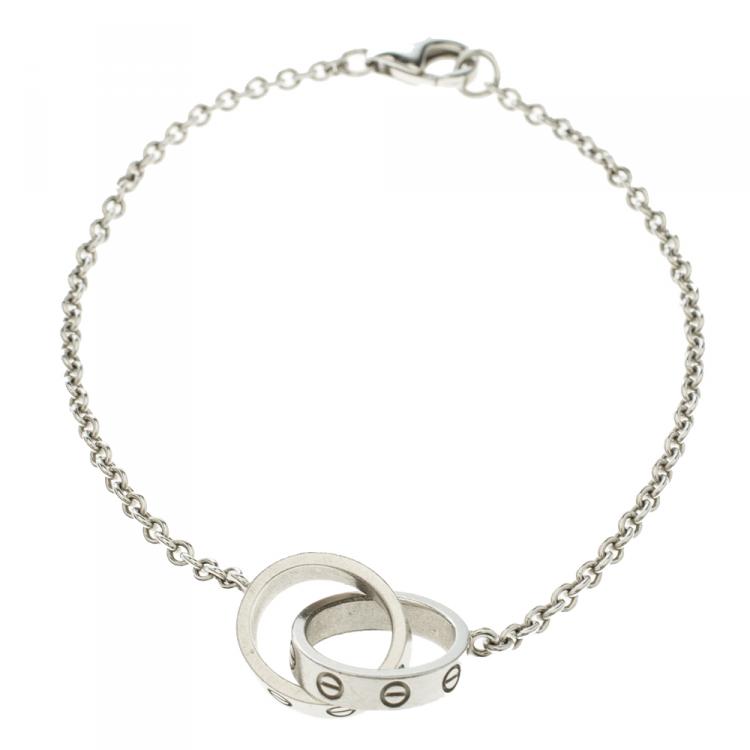 Pre Owned Cartier Love Interlocking 18k White Gold Bracelet 16cm