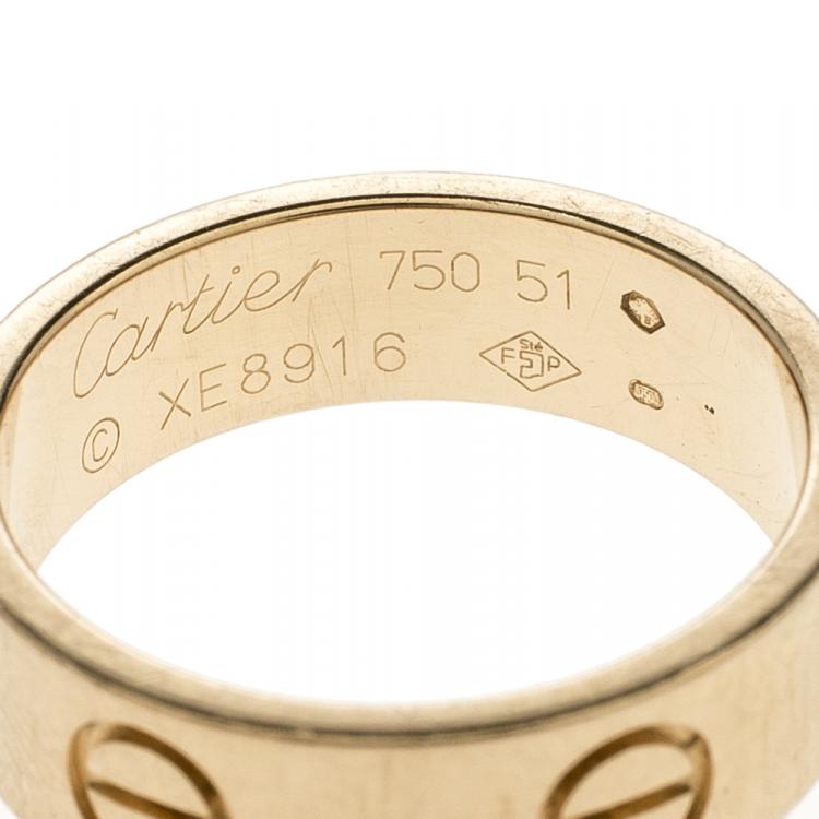 Pre Owned Cartier Love 18k Rose Gold Band Ring Size 51