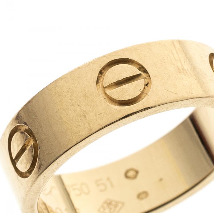 Pre Owned Cartier Love 18k Rose Gold Band Ring Size 51