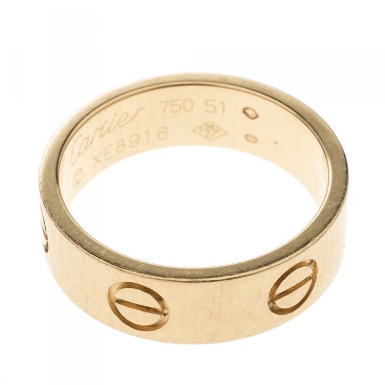Pre Owned Cartier Love 18k Rose Gold Band Ring Size 51