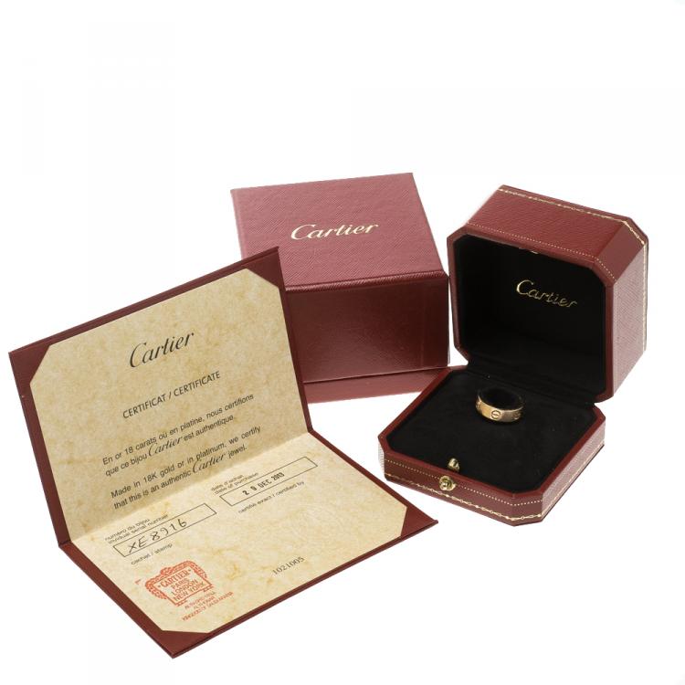 Pre Owned Cartier Love 18k Rose Gold Band Ring Size 51