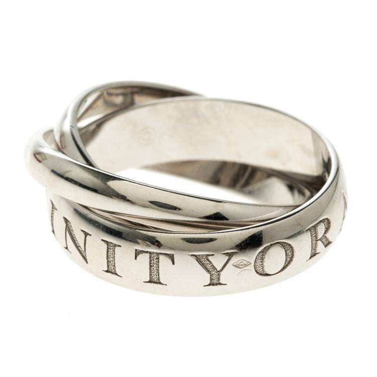 Pre Owned Cartier Or Amour Et Trinity 18k White Gold Ring Size 57