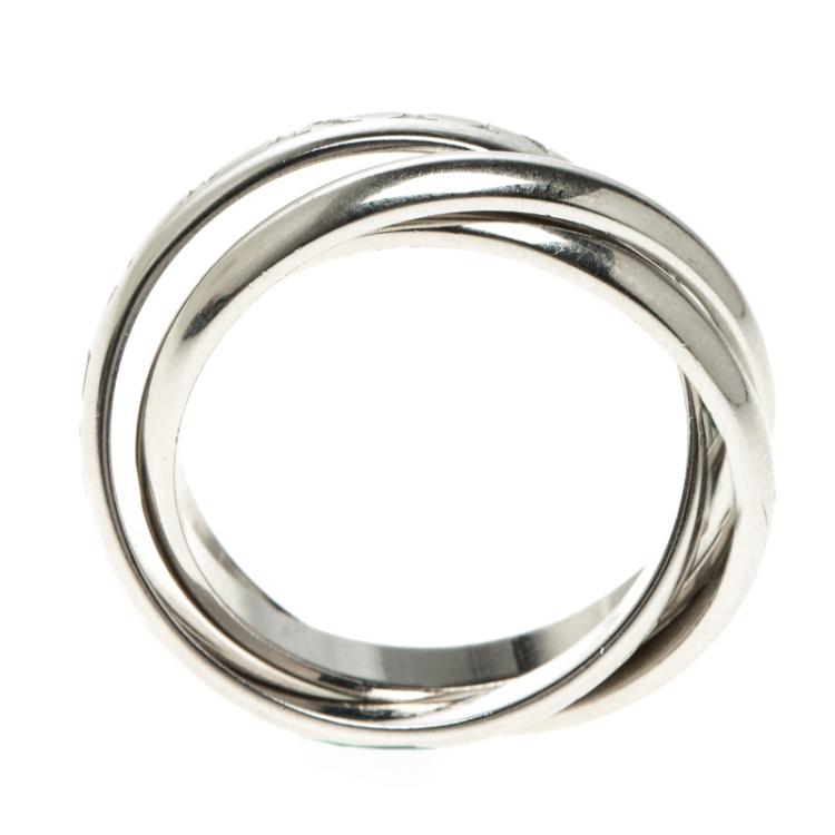 Pre Owned Cartier Or Amour Et Trinity 18k White Gold Ring Size 57