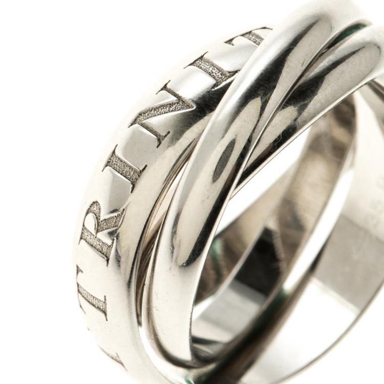 Pre Owned Cartier Or Amour Et Trinity 18k White Gold Ring Size 57