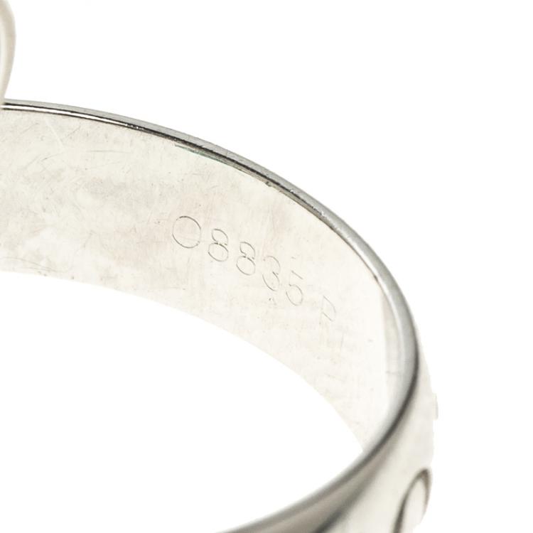 Pre Owned Cartier Or Amour Et Trinity 18k White Gold Ring Size 57