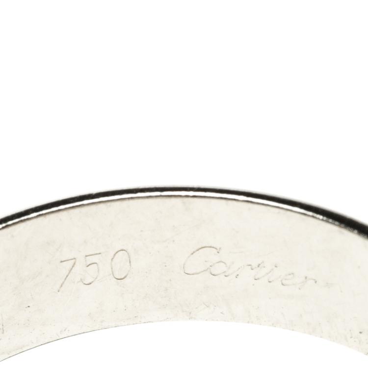 Pre Owned Cartier Or Amour Et Trinity 18k White Gold Ring Size 57