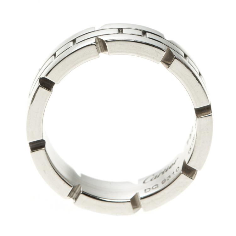 Pre Owned Cartier Tank Francaise 18K White Gold Band Ring Size 50