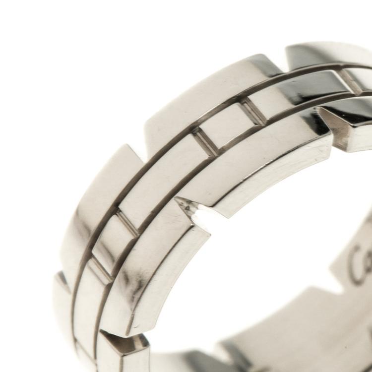 Pre Owned Cartier Tank Francaise 18K White Gold Band Ring Size 50