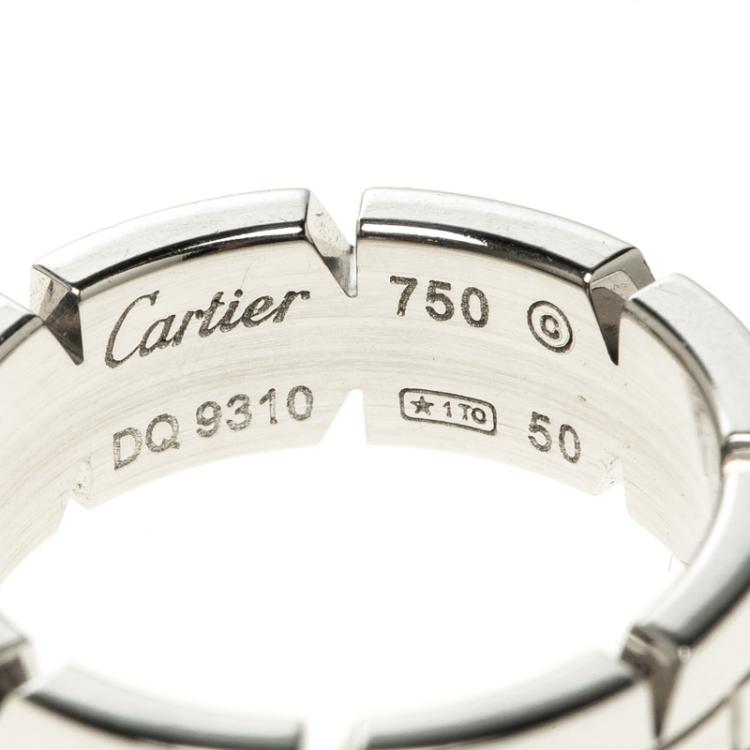Pre Owned Cartier Tank Francaise 18K White Gold Band Ring Size 50