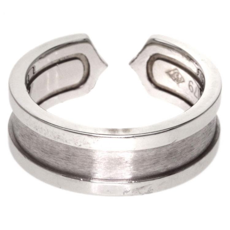Pre Owned Cartier C de Cartier White Gold Ring Size 49