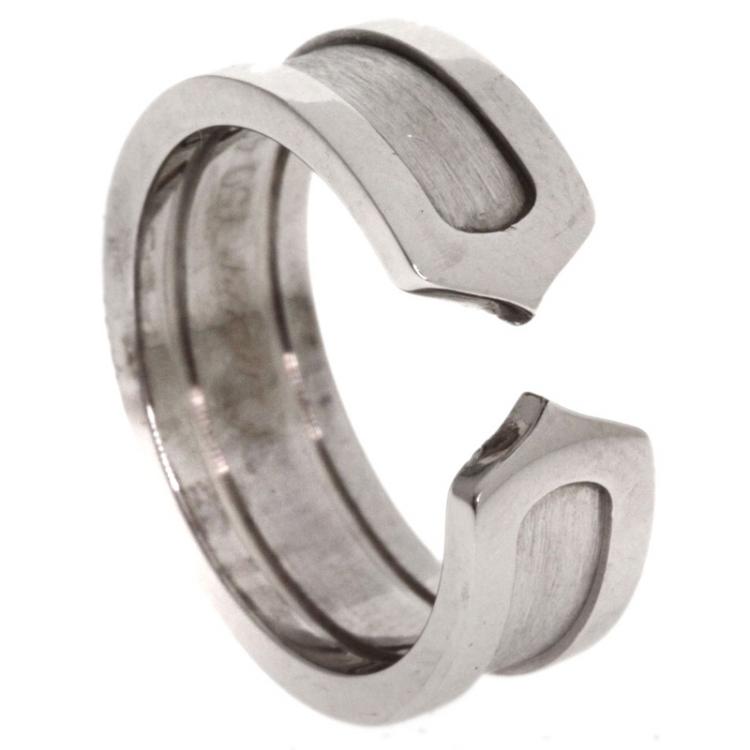 Pre Owned Cartier C de Cartier White Gold Ring Size 49