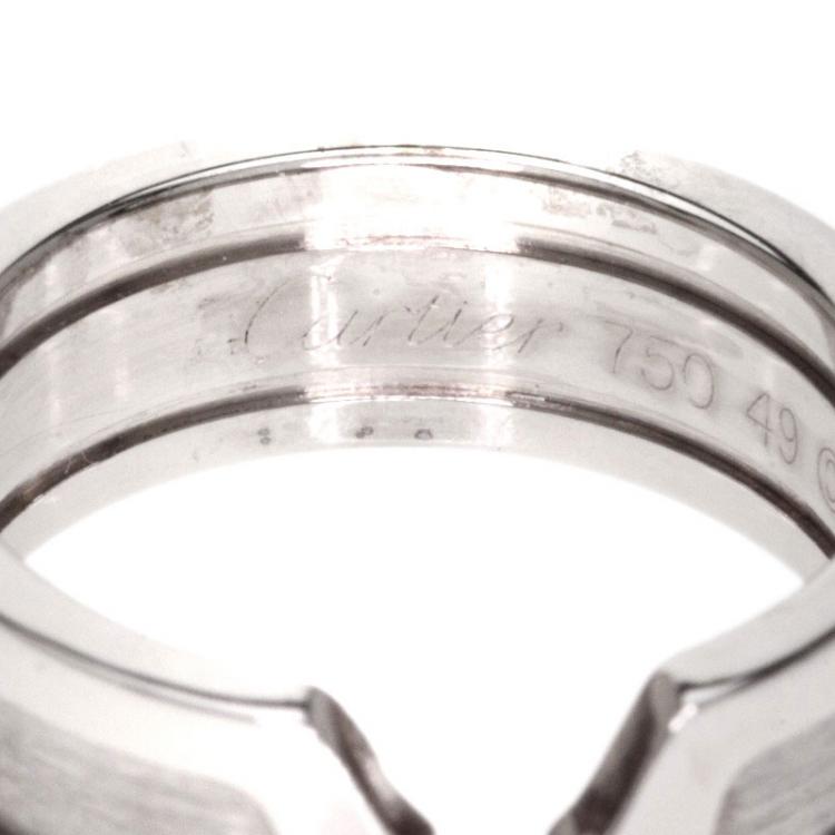 Pre Owned Cartier C de Cartier White Gold Ring Size 49