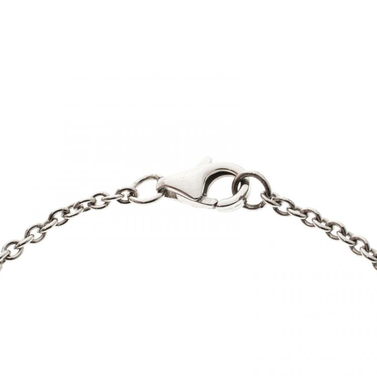 Pre Owned Cartier Love 2 Hoops 18k White Gold Chain Bracelet