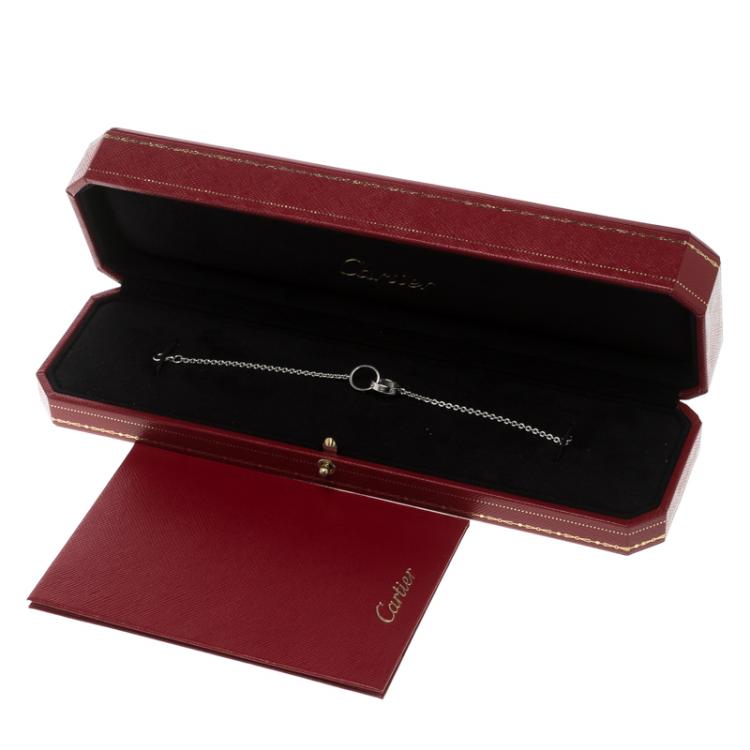 Pre Owned Cartier Love 2 Hoops 18k White Gold Chain Bracelet